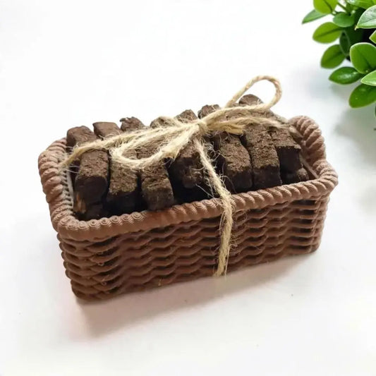 Brown basket of turf sods tied with twine