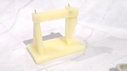 Cream beeswax Harland and Wolff crane candle with two wicks